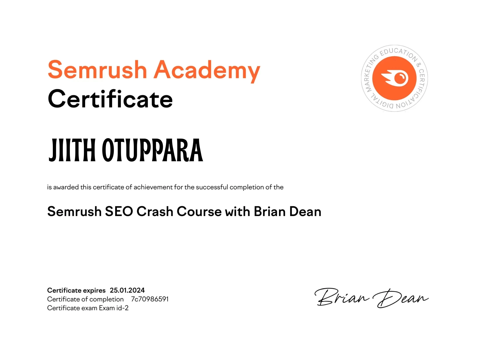 certificate